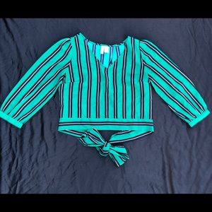 Green and navy blue stripped blouse